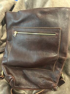 Portland Leather Dark Brown Pebbled Leather Messenger Bag with Gold Hardware